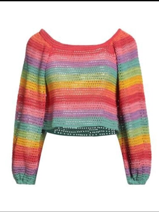 FARM Rio Sweaters - Farm Rio Multicolored Crochet Sweater